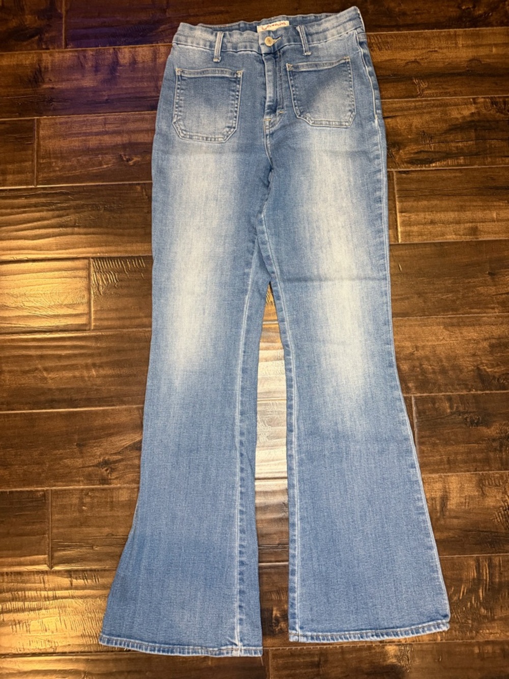 Lucky Brand Stevi High Rise Flare Jeans Light Wash Pocket Front Size 6/28R